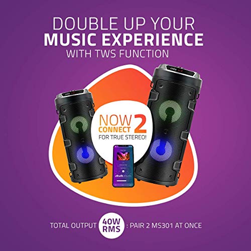 Image of AUSHA Wireless Bluetooth Super Bass Portable Party Speaker with RGB Lights, Wireless Mic, Remote Control, FM Radio & Aux in /USB /TF Card Reader Input