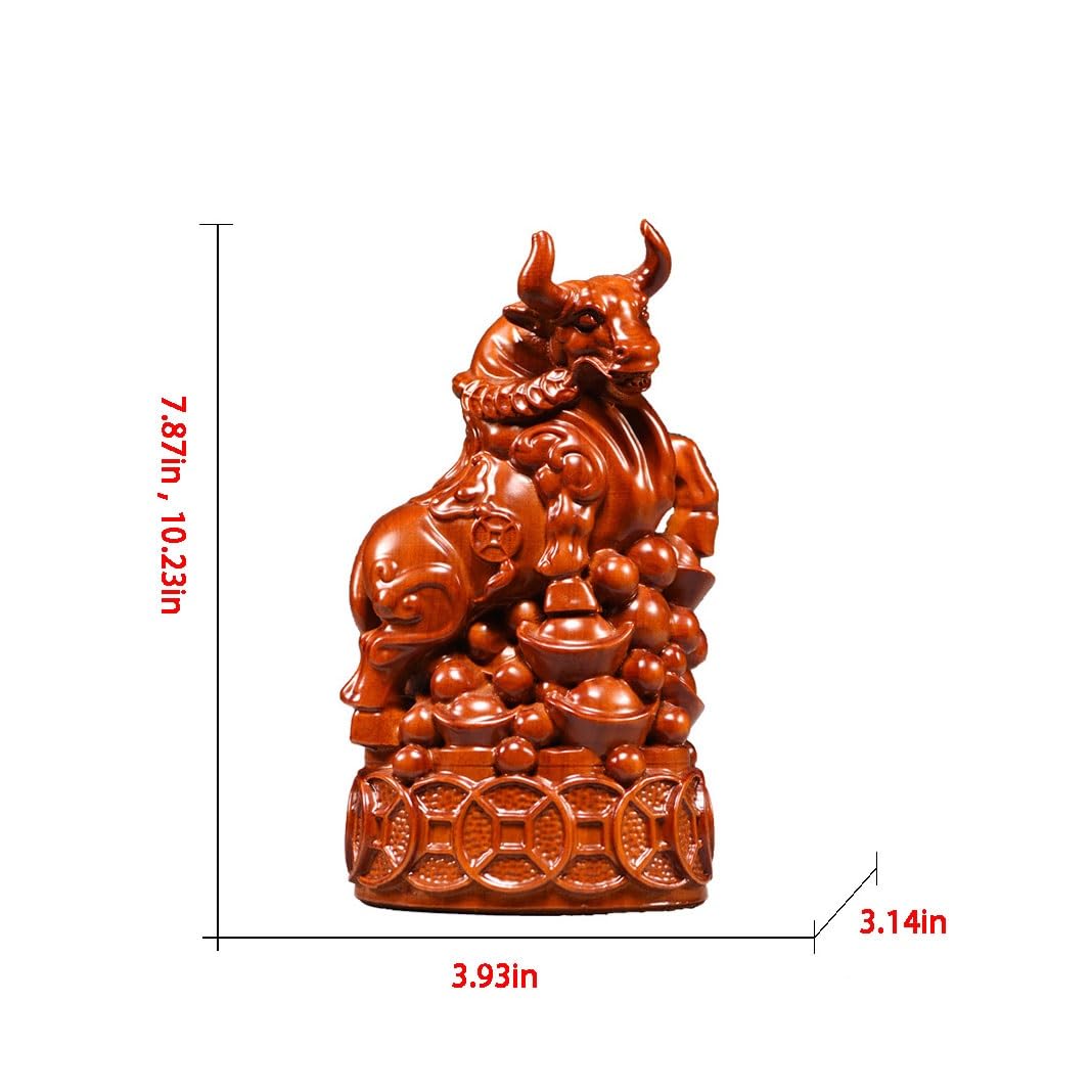 Regał Dekoracje Rzeźba w drewnie Krowa Ornament z litego drewna Krowa Dom Salon Szafka TV Dekoracja biurowa Mahoniowe Rzemiosło Unikalne Wystrój Domu(10,23 cala)