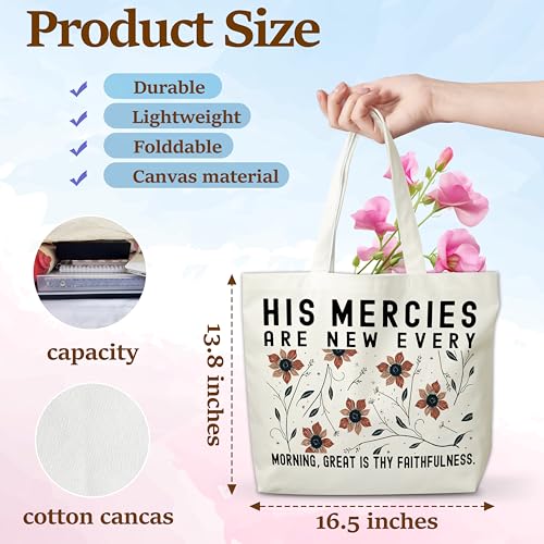 Christian Canvas Tote Bag, Religious Aesthetic Shopping Grocery Bag, Wildflowers Beach Bag Gifts For Women Lady Sister Friend Family, Bible Verse Reusable Grocery Bag, Spring Party Totes, 132