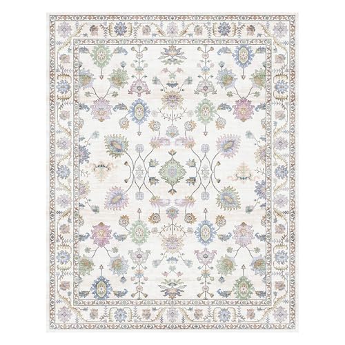 Gertmenian Indoor Easy-Care & Washable Area Rug – 5x7 Standard, Ideal for High Traffic Areas in Living Room, Bedroom, Entryway – Casper Cream Sage, 23237