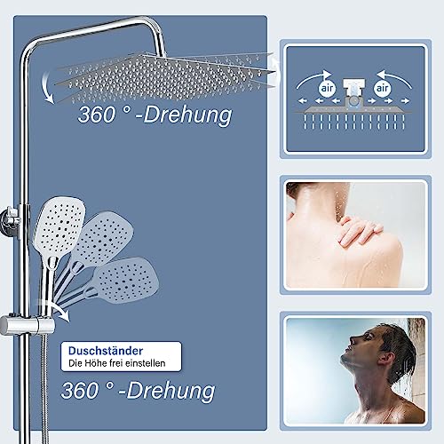 Housler Duschstange In Shiny Gold (80 Cm) – Mit Schlauch (1,5 M) & 3-funktion Duschkopf, Verstellbare Wandhalterung