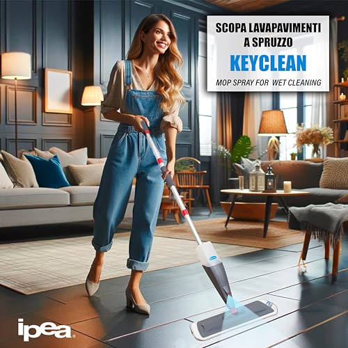 Ipea Scopa Lavapavimenti A Spruzzo In Alluminio Con Panno In Microfibra - [ Super Leggera ] - Mop Scopa A Spruzzo Spray Con Flacone Per Lavare Pavimenti, Rimuovere La Polvere, Pulire I Vetri - 2