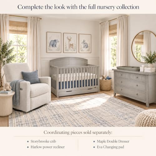 Dream On Me Storybrooke Convertible Baby Crib with Storage Drawer, Pebble G | 5-in-1: Converts to Toddler, Day & Full Size Bed, Adjustable Height, GREENGUARD Gold Certified, BSA Verified, ASTM & CPSC - image 7