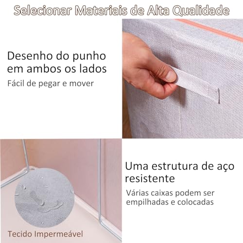 Caixa Organizadora Guarda Roupa Armário de Multiuso, para Armazenar Edredons, Roupas 66L (Bege)