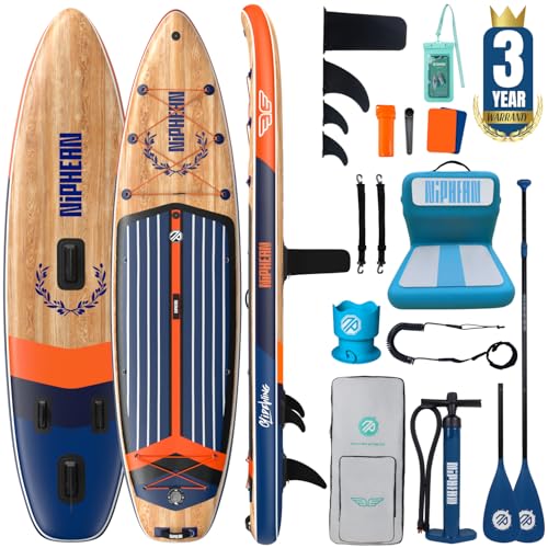 Image of Niphean (Extra Large) Inflatable Paddle Board, SUP for 2+1 People /Family 500lbs Capacity Stand Up Paddle Board with SUP Accessories, StabilTrac Fin Non-Slip Paddleboard for Adults