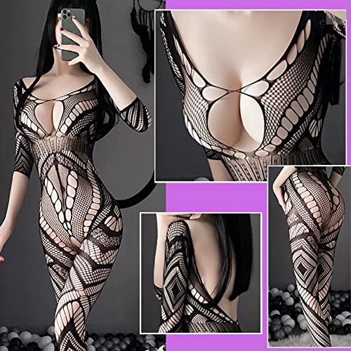 MORApink コスプレ セクシー ボディ ストッキング 穴あき 過激 変態 紐 大きい ランジェリー レディース 全身 タイツ 網 シースルー レオタード 股開き コスチューム ブラック 小悪魔 極薄 透け レース エロい 大人 性感 えろ グッズ ネット 小悪魔 丈夫 伸縮 ベビードール 情趣 下着 誘惑 ハロウィン - 画像3