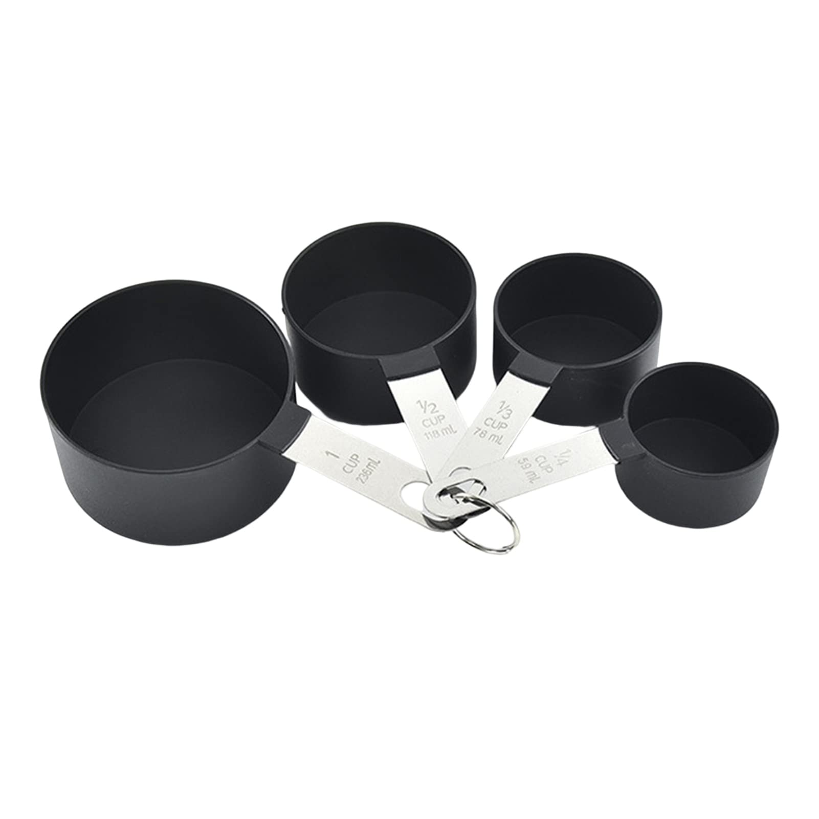 Worparsen Black 4-Piece Bpa Free Ergonomic Graduated Measuring Spoon Cup Measure Liquids Multipurpose