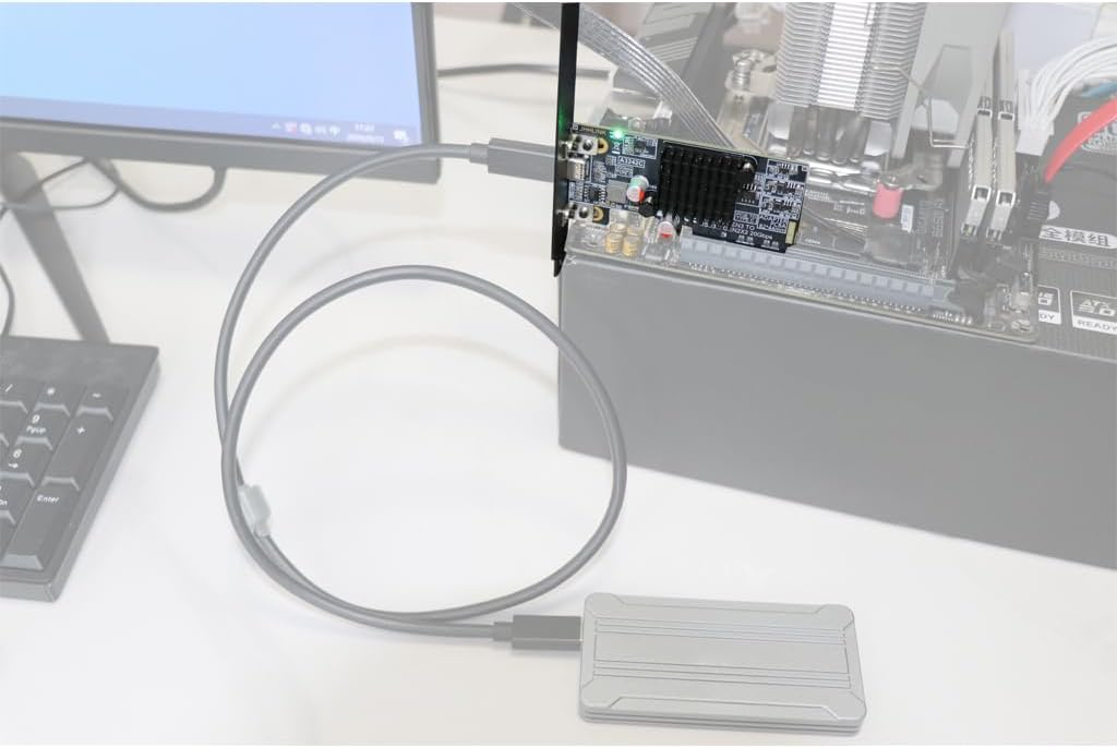 JMT PCIe3.0 x4 to USB C Adapter Card USB 3.2 Gen 2x2 20Gbps Expansion with Full + Low Profile Brackets for PC Motherboard