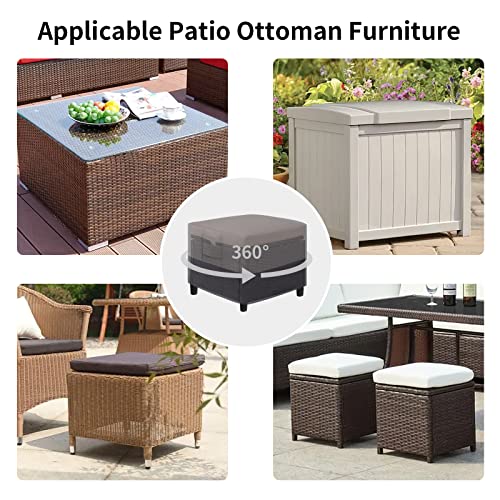 Easy-Going 25"X25"X17"-GRAY/DARK GRAY Outdoor Ottoman Cover, Waterproof Patio Ottoman Cover thumb #5