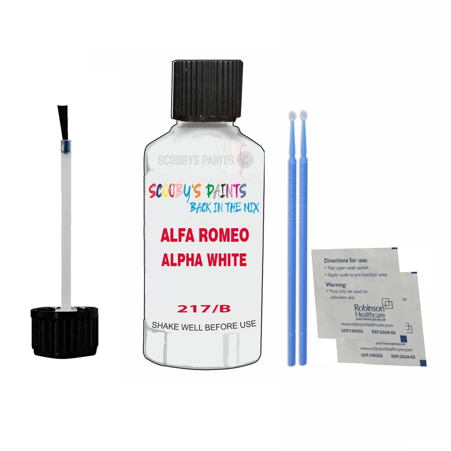 Scoobys Paints Back In The Mix Alpha White Touch Up Paint For Alfa Romeo Giulietta 217/B 2015-2022 30Ml Bottle Brush Scratch Stone Chip Repair Pen