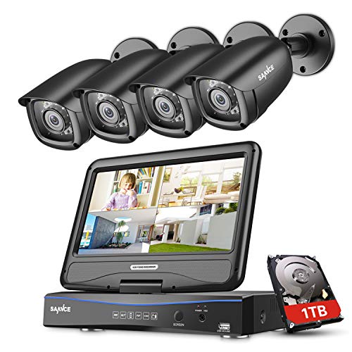 Sannce 4CH 1080N Security Camera System, 1TB HDD+ 10.1 LCD Screen Monitor Build-in, 4X 2 .0MP Outdoor CCTV Cameras System, All-in-one, Plug n Play, SmartPhone Remote View, Email Alert, APP Push