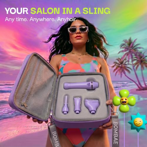 Image of Bombae 8-in-1 Smooth Full Body Trimmer for Women | Hair Removal Machine for Face, Bikini, Arms & Legs | Facial Hair Remover, Eyebrow & Bikini Trimmer | Waterproof, Type-C Rechargeable Women Trimmer with a Sling