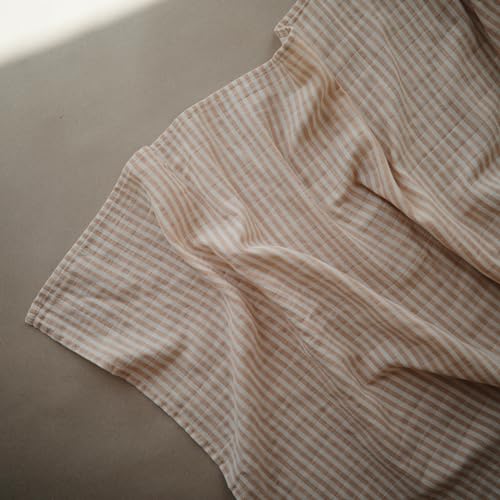 Image of mushie Muslin Baby Swaddle Blanket | 100% Organic Cotton (Natural Stripe)
