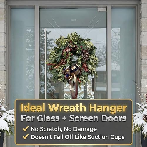 Image of Zip 'n Hang Wreath Hanger for Front Door, White, 1 Pack