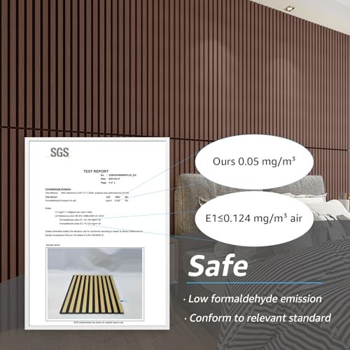 Art3d 4 Pack 47.2 x 23.6in. Wood Slat Acoustic Panels for Wall and Ceiling - 3D Fluted Sound Absorbing Panel with Wood Finish - Dark Walnut image 5