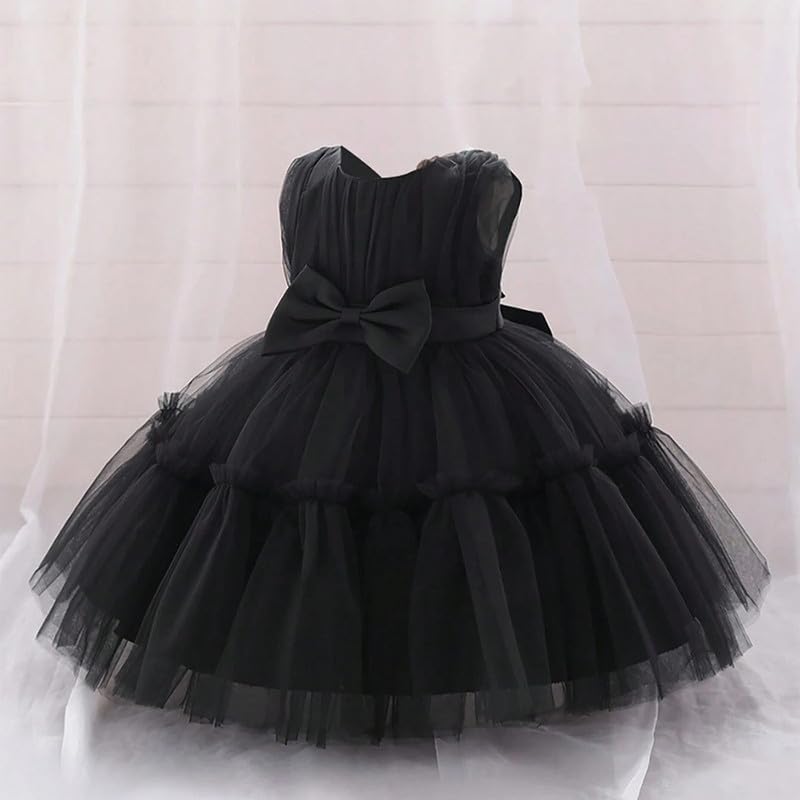 Image of Niren Enterprise Buggu Net Flared Ruffle Pattern Sleeveless Baby Girl's Knee Length Frock