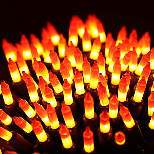 Brizled Candy Corn Halloween Lights 100 Count Orange & Yellow UL Certified Incandescent Mini String Lights Black Wire Indoor & Outdoor Lighting Decoration