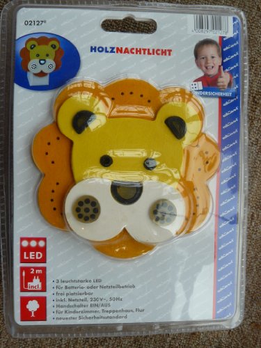 Preisvergleich Produktbild Kinder LED-Nachtlicht "Hund" aus Holz mit 3x LED + Schalter