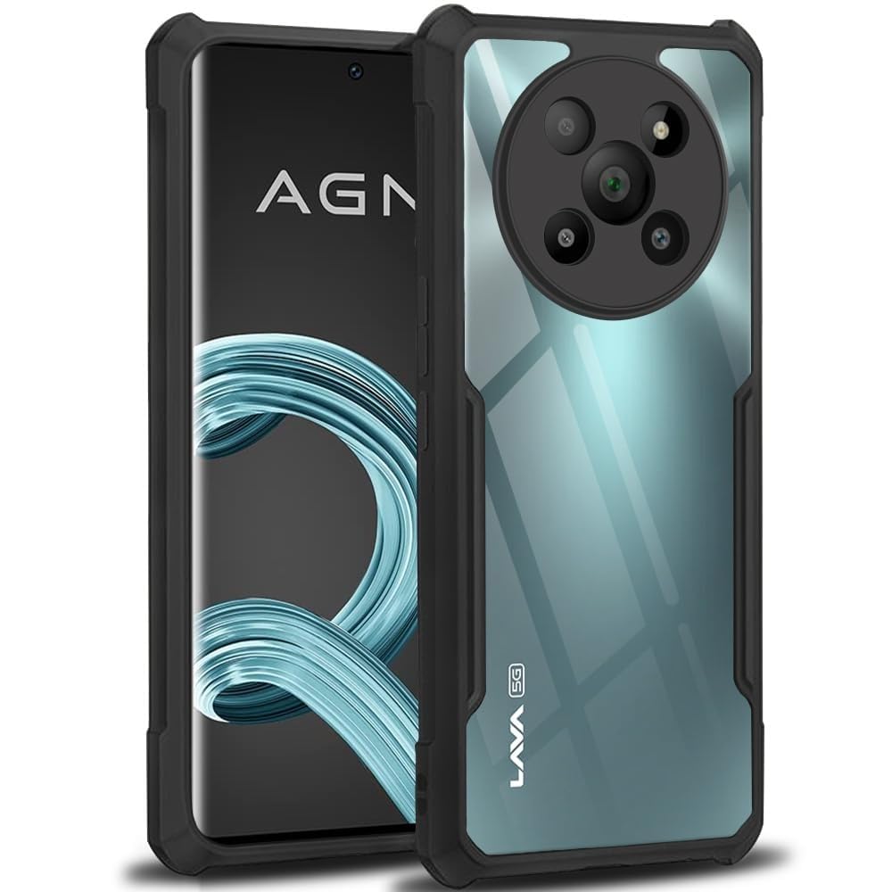 Takshiv Deal Eagle Back Cover for Lava Agni 2 5G | Camera Protection Shockproof Bumper-Edge | Acrylic Crystal Clear 360 Degree Protection TPU+PC | Transparent Eagle Back Case Cover (Black) (B0D4F3TY8P) Amazon Price History, Amazon Price Tracker