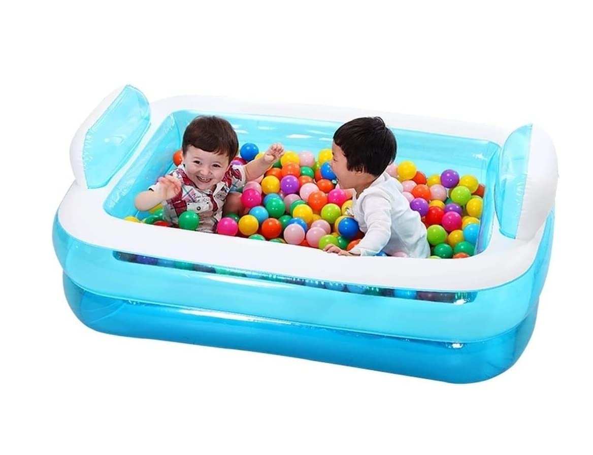 Planschbecken Planschbecken Aufblasbares Schwimmbecken Mit Kissen Sommerwasserspaß Badewanne Über Dem Boden Garten(Blue)