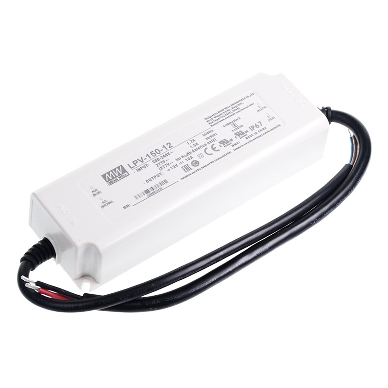FCARUMIQP LED Driver LPV-150-15 15V 8A 120W Waterproof Constant Voltage DC Light Strip Switching Power Supply