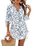 Blooming Jelly Womens Bathing Suit Cover Ups Bikini Swimsuit Coverup Drawstring Beach Dress Shirt