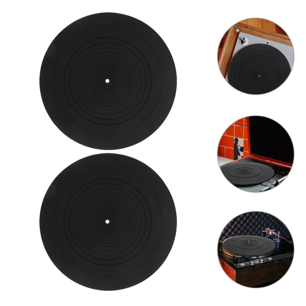 SEWACC Alfombrillas de Silicona Antielectrostáticas Mantienen Limpio y Estable el Plato Giratorio 2 Piezas Negras, Suaves y Seguras para Discos para Tocadiscos de Vinilo