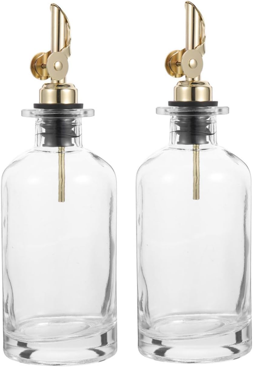 2pcs 500ml Glass Oil Cruet Set with Automatic Open-close Function, Kitchen Condiment Bottles for Olive Oil, Soy Sauce, Vinegar Dispensing, Home Cooking Supply
