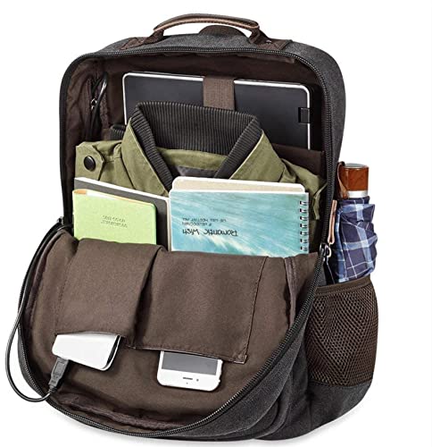 School Backpack Vintage Canvas Laptop Backpacks Men Women Rucksack Bookbags Travel(Grey)