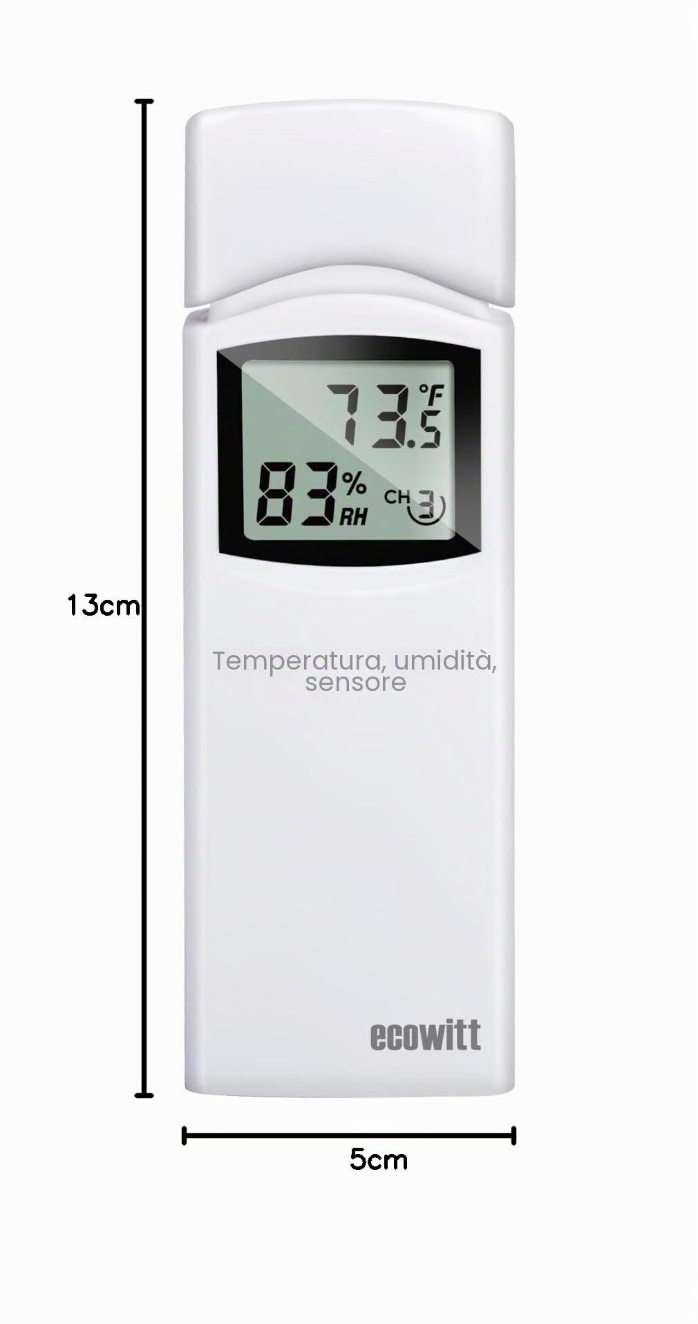 ECOWITT Termometro e igrometro multicanale senza fili, misuratore di temperatura e umidità per interni ed esterni con display LCD, monitoraggio remoto mediante applicazione WH31