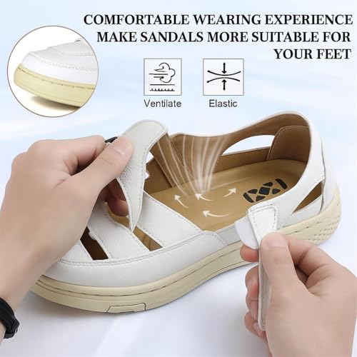 Moodeng Men's Sandals Causal Leather Sandals Outdoor Sport Sandals Lightweight Arch Support Walking Loafers2