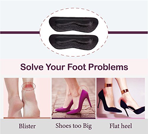 Premium Leather Heel Pads Grips Liners Inserts for Shoes Too Big,Unisex Prevent blisters,Shoe Filler Improved Shoe Fit and Comfort, 4Pair-0.28inch(2Black+2Khaki) …