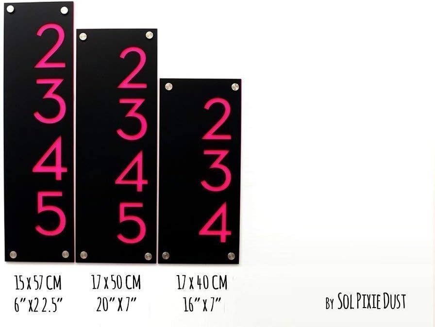 Modern House Numbers - Black Acrylic with Grey Acrylic - Vertical 3 - Contemporary Home Address -Sign Plaque - Door Number - Hotel Room