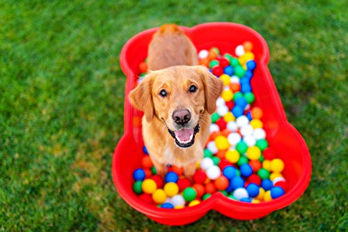 DogsLand Hundepool in Knochenform - 120 cm, rot, für große und kleine Hunde, Verwendbar als Hundebett, Biss- und krallenfest, UV-beständig, 100% Recyclebar, Made in Germany