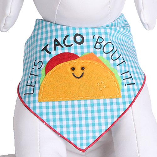 Tail Trends Cinco de Mayo Taco Bout It Dog Bandanas for Medium to Large Sized Dogs - 100% Cotton (L)