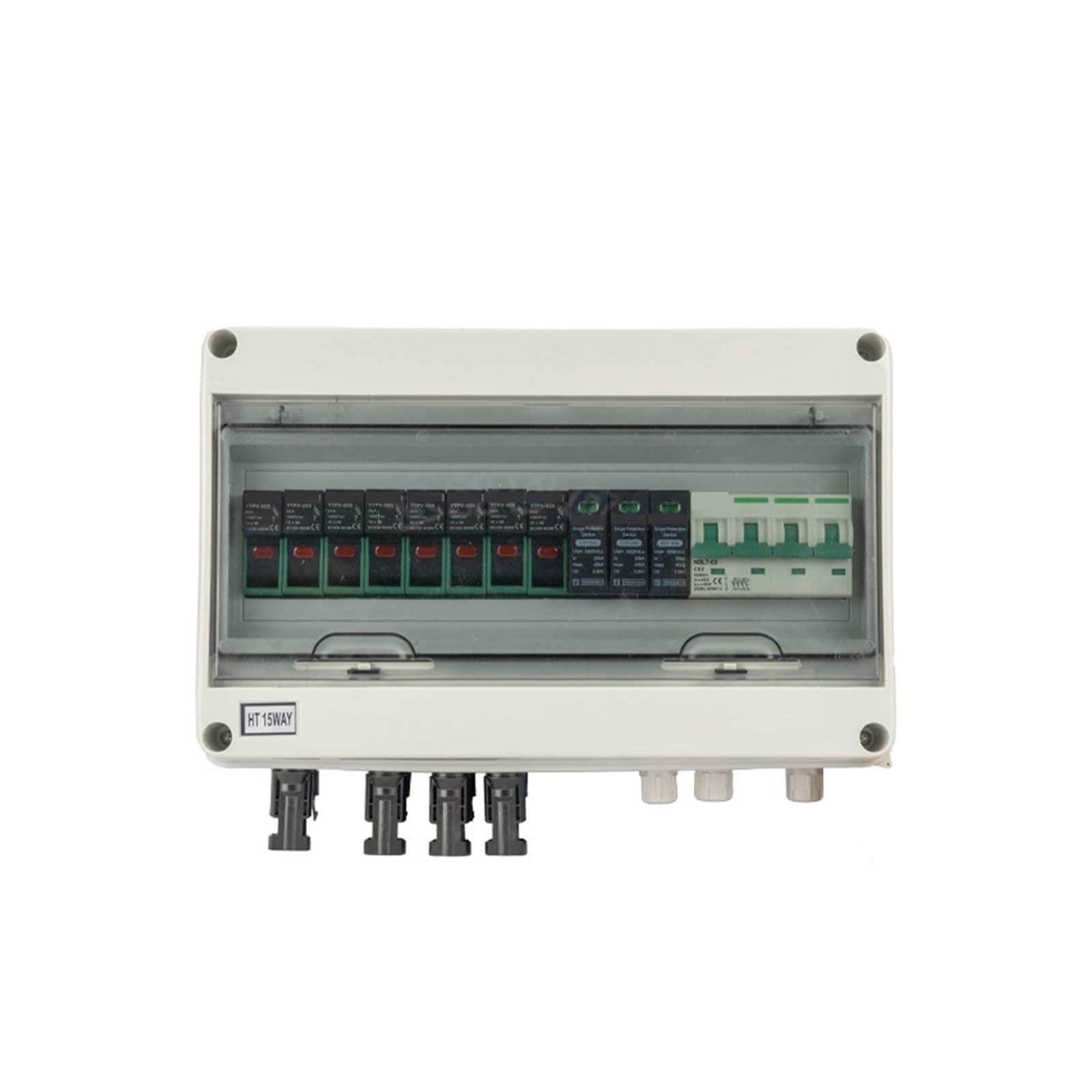 RWRAPS Scatola combinatrice CC fotovoltaica Impermeabile IP65 con Protezione Contro i fulmini da sovratensione Solare 4-in-1-out 1000 V 15 Vie