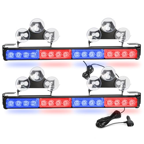 2 x 16.8 inch Emergency Strobe Light Bar. 32 LED 23 Flash Patterns Hazard Warning Flashing LED Traffic Advisor Strobe Light Bar. Interior Safety Warning Lights for All Vehicles, Car, Truck, Snow Plow