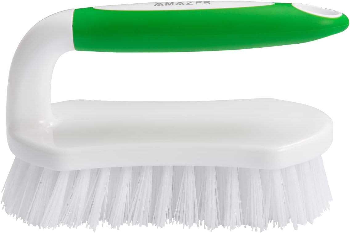 Amazer Scrub Brush Comfort Grip & Flexible Stiff Bristles Heavy Duty for Bathroom Shower Sink Carpet Floor - Pack of 2 (Green+Green)