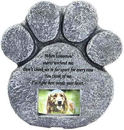 Paw Print Pet Memorial Stone Puppy Tombstone Indoor Outdoor Dog or Cat Grave Loss of Pet’s Final Resting Peace