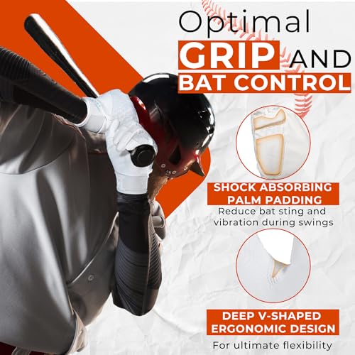 Image of HANDLANDY Baseball Batting Gloves for Adult Youth, Grip Breathable Softball Batting Gloves Fit Men Kids Boys Girls