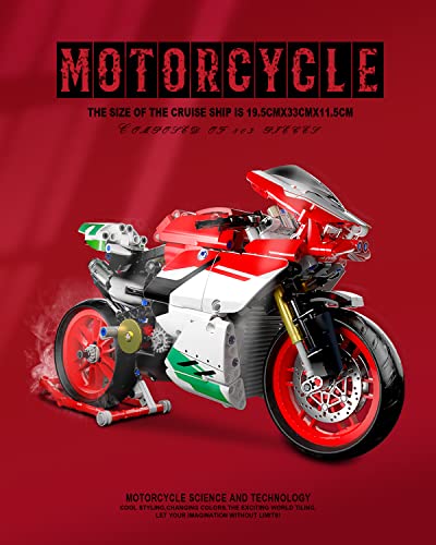Dovob Motorcycle V4 Model Building Blocks Set, 803 Pieces Bricks, Build A Stylish Motorbike Display Model, Collectible Building Kit For Kids Or Adults #TOP1