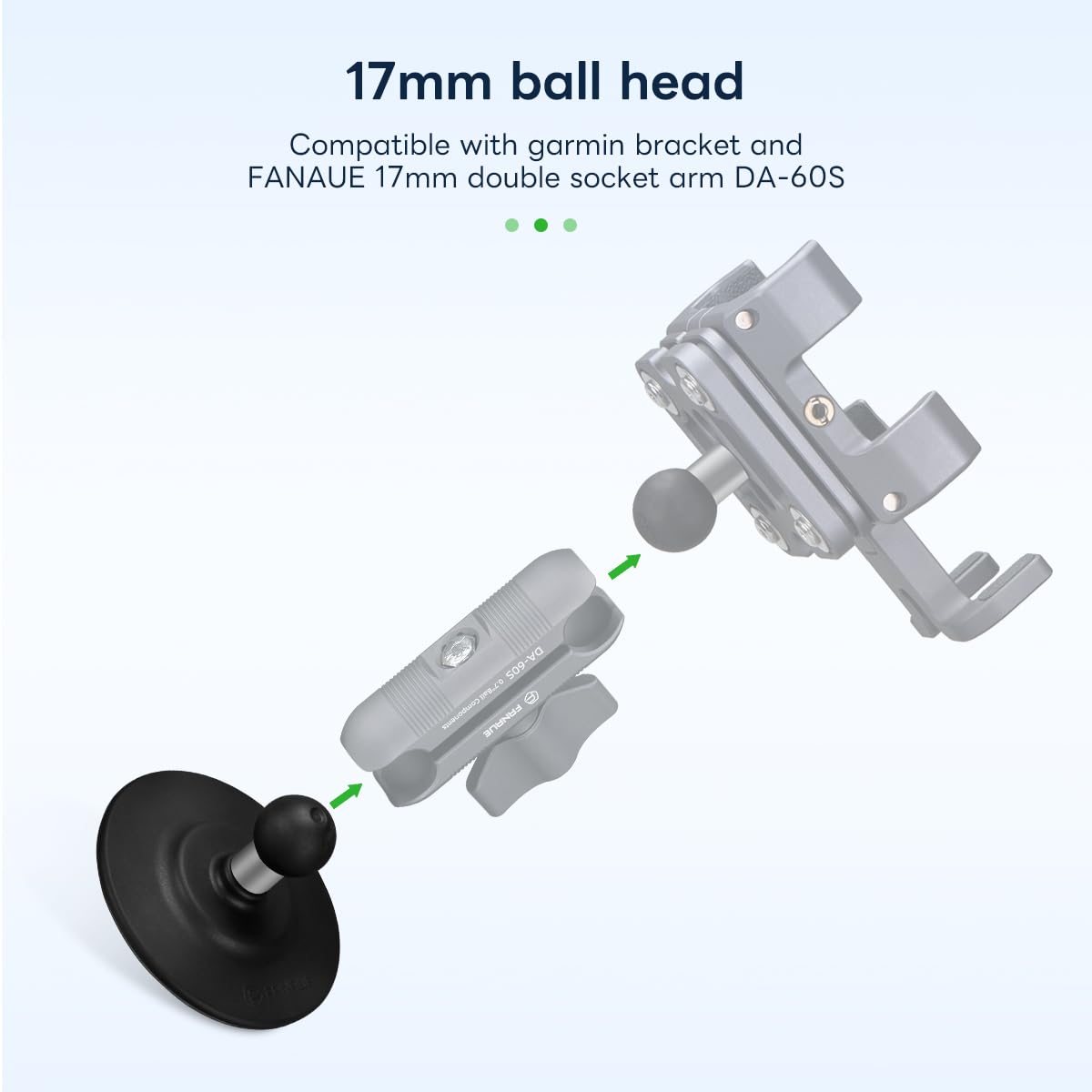Adattatore A Doppia Sfera Da 25 Mm In Gomma E Metallo Per Supporti GPS E Telefono - Testa Sferica Regolabile A 360° Per Bracci Di Montaggio - 5