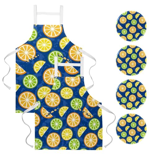 Tablier de serveuse pour cuisine et pâtisserie à motif citron rafraîchissant
