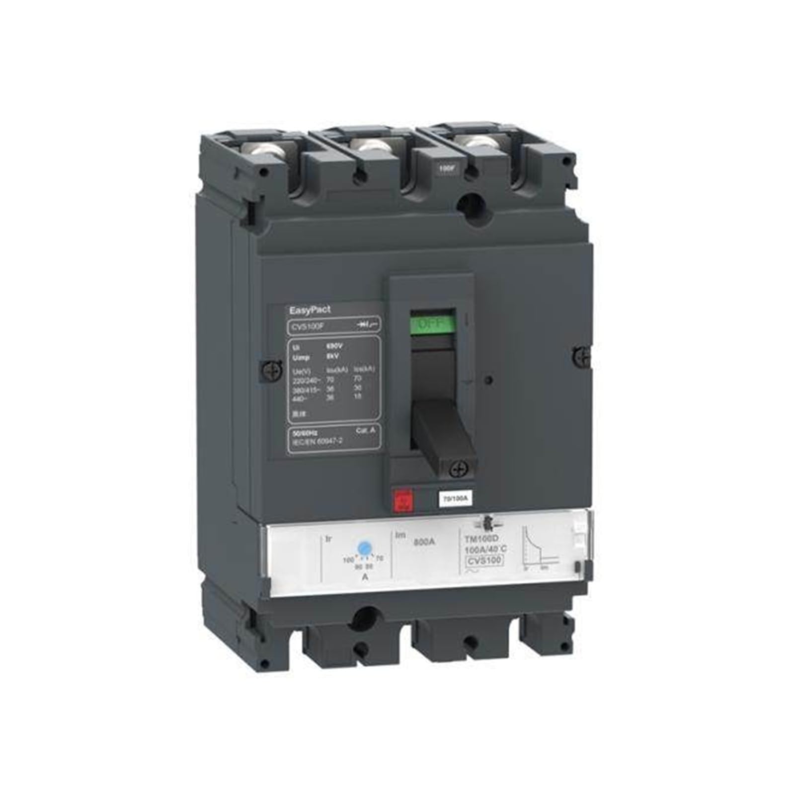 Disjoncteur triphasé 100A CVS100F TM100D 3P boîtier moulé 36kA LV510337