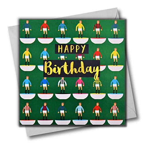 Claire Giles Greeting Cards, Happy Birthday Card, Footballers, Happy Birthday Greeting Card, Text Foiled in Shiny Gold