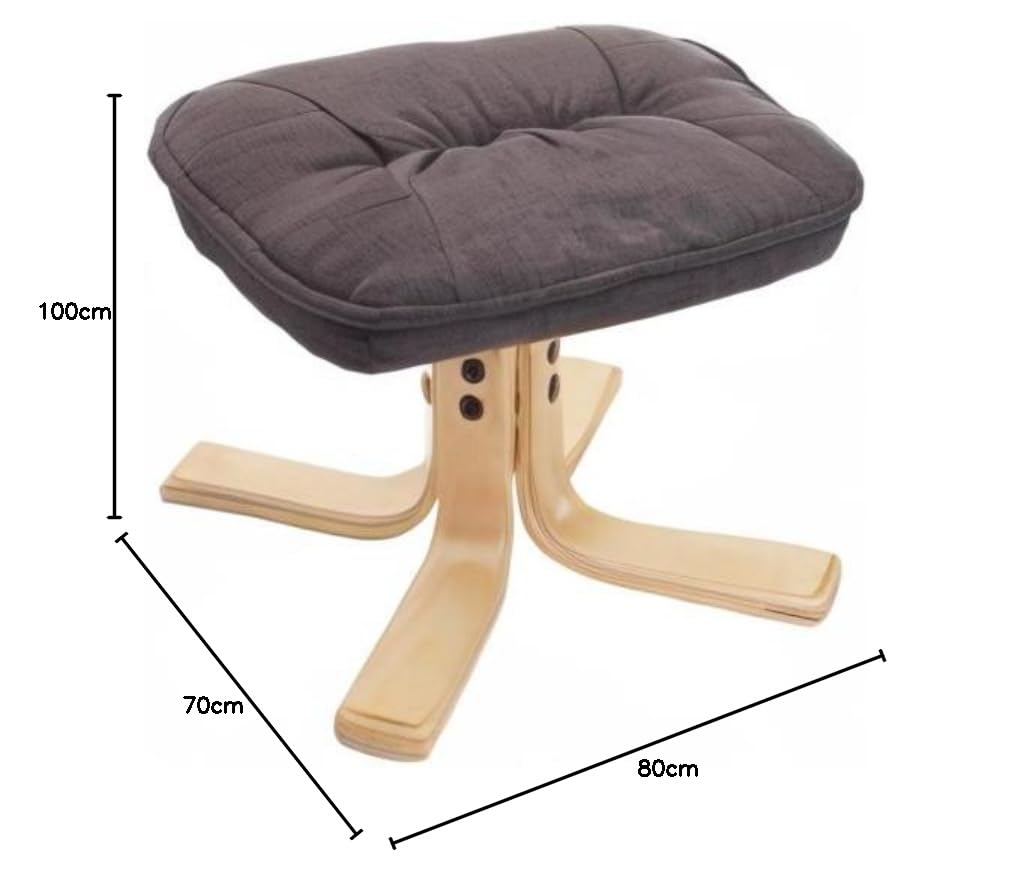 Mendler Sillón de relax M56 con taburete, Sillas tela/textil, certificado FSC®, color gris oscuro | Sillón de TV con taburete, certificado FSC®