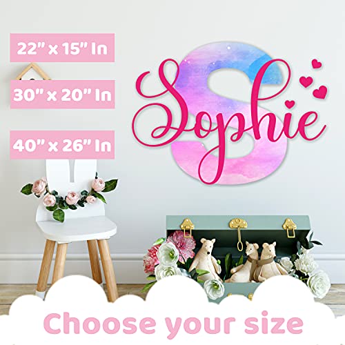 Multiple Fonts Custom Name, Initial And Hearts Shimmer Colors Printed - Wall Stickers - Prime Series - Baby Girl - Nursery Wall Decal For Baby Room Decorations - Mural Wall Decal Sticker For Home Children's Bedroom Gm010 #TOP2