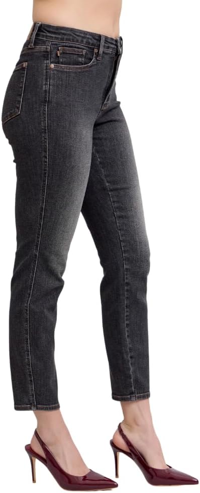Judy Blue Mid Rise Black Tummy Control Slim Jeans Inseam 29" - Image 5