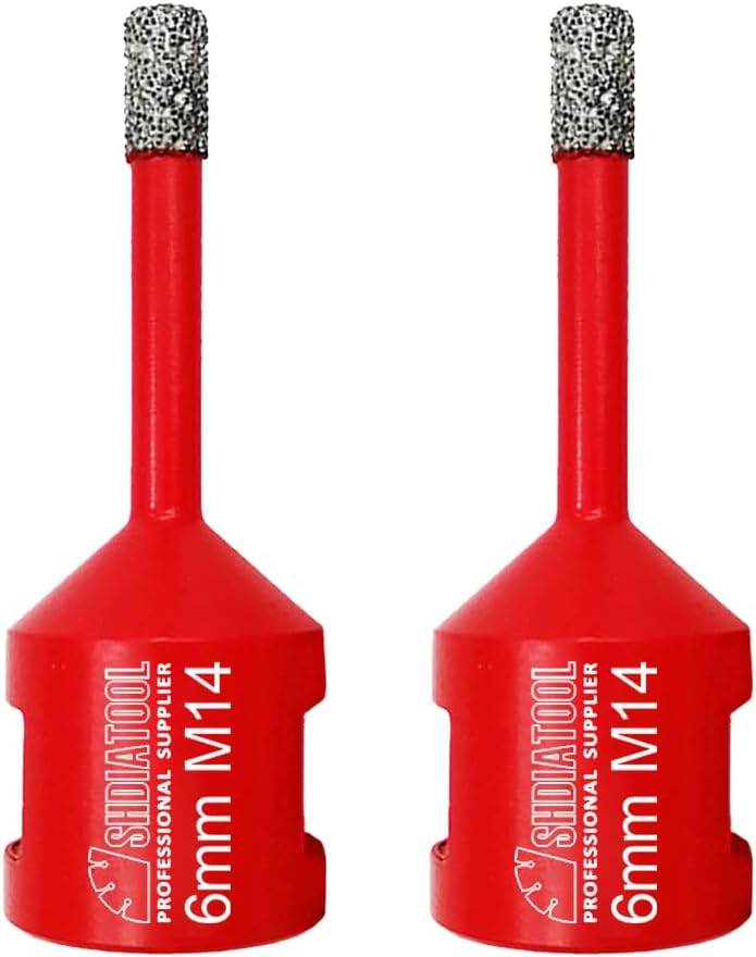 SHDIATOOL Dry Diamond Drill Core Bit 2pk Diameter 6mm Vacuum Brazed Drilling Porcelain Tile Granite Marble