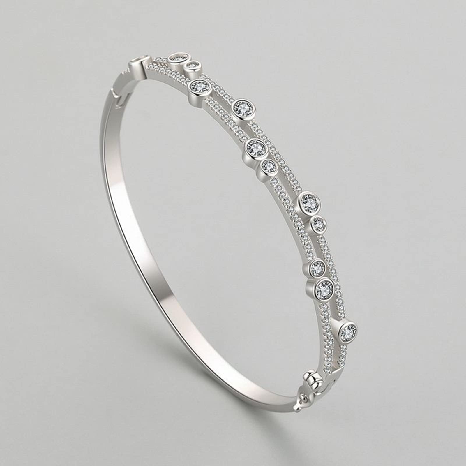 LYGBAOFUL Pulsera Feng Shui Mujer Plata de Ley Forma Redonda con Circonitas Pulseras de Mujer en Joyería